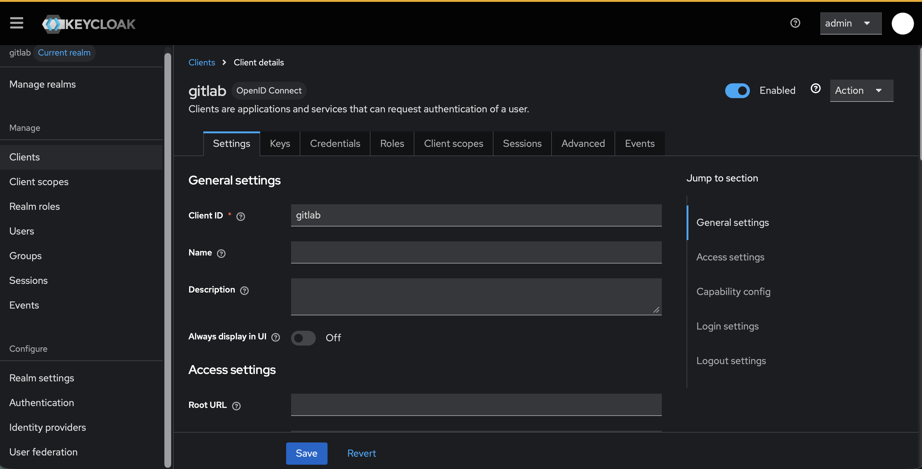GitLab OIDC client in Keycloak